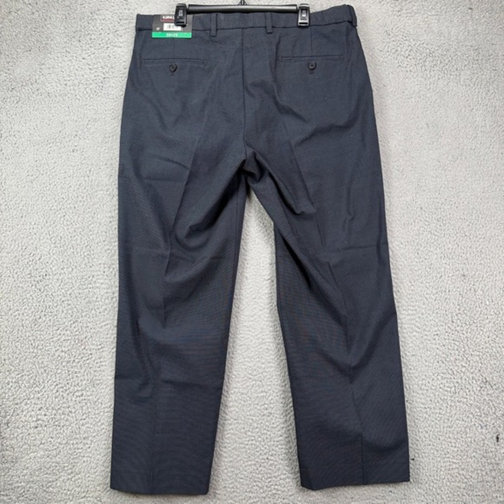 Kirkland Signature Pants Khaki Mens 38X29 Black Pin Dots‎ Straight Stretch NEW